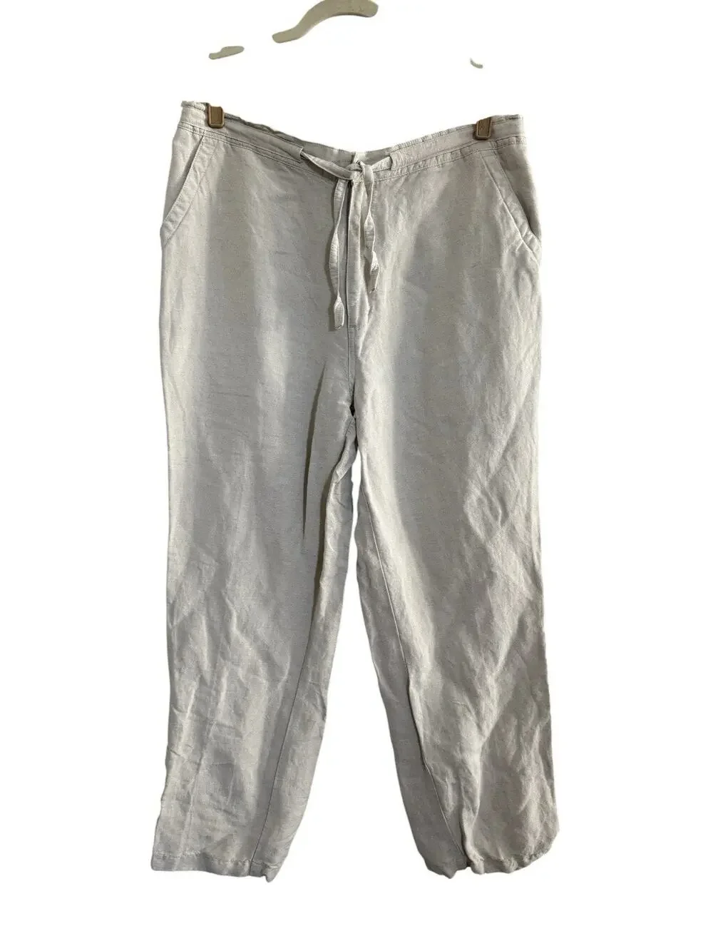 CUBAVERA Mens Linen Blend Drawstring Pants Light Beige Casual Large 36-38 #7172